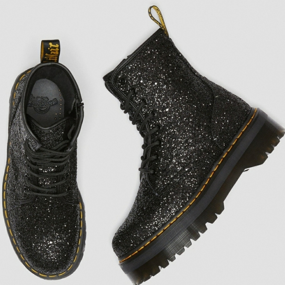 Dr. Marten's Jadon Black Glitter Platform Boot